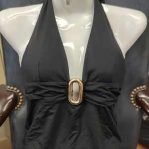 Black Swimsuit with Gold O-Ring